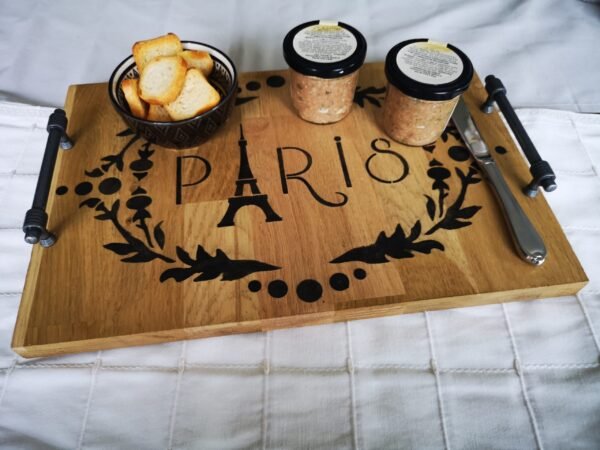 Plateau de service façon planche à tapas en chêne “Paris”