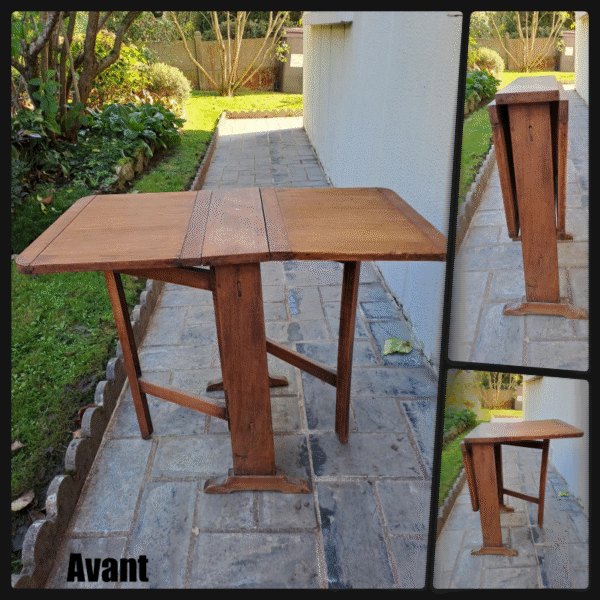 Table d’appoint ancienne pliable en chêne massif – Image 2