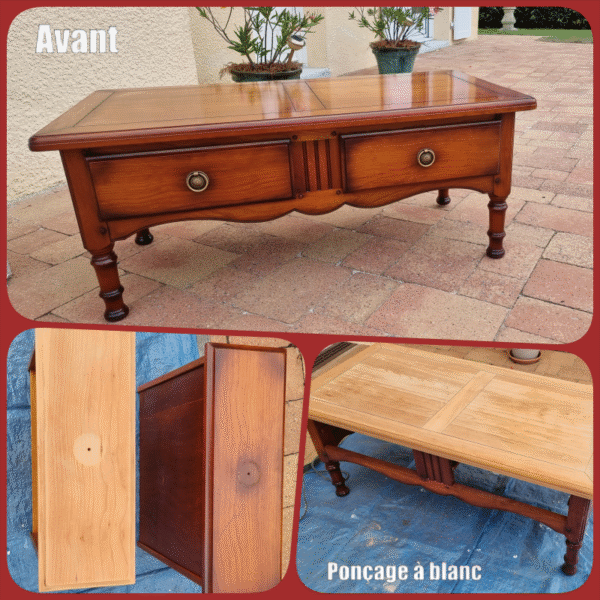Table basse 2 tiroirs en merisier massif Style Louis Philippe modernisée – Image 2