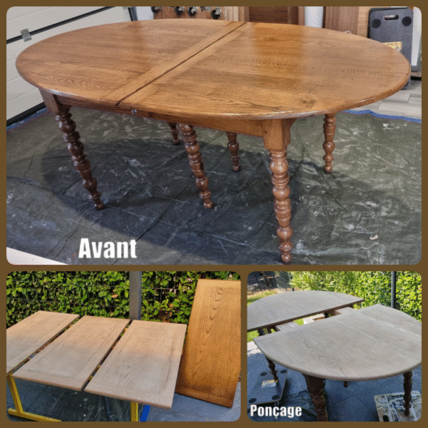 Table ovale en chêne relookée “Fjord” – Image 2
