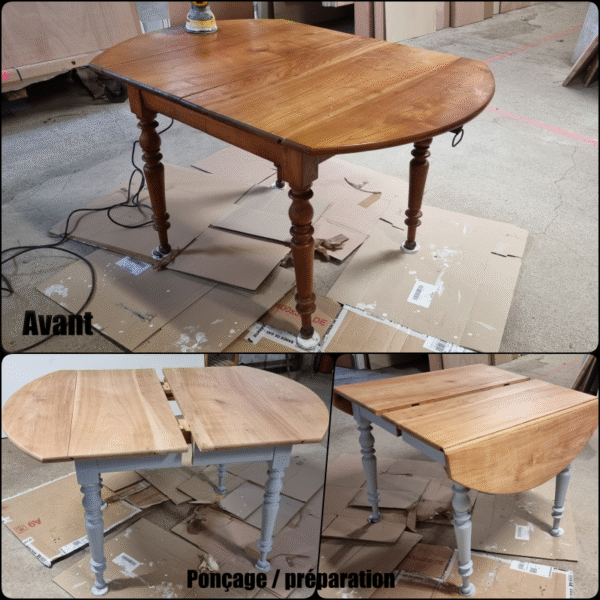 Table d’ébéniste en merisier bois “naturel et noir” – Image 2