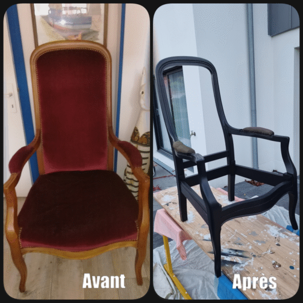 Voltaire merisier personnalisé “Noir et Blanc” – Image 2