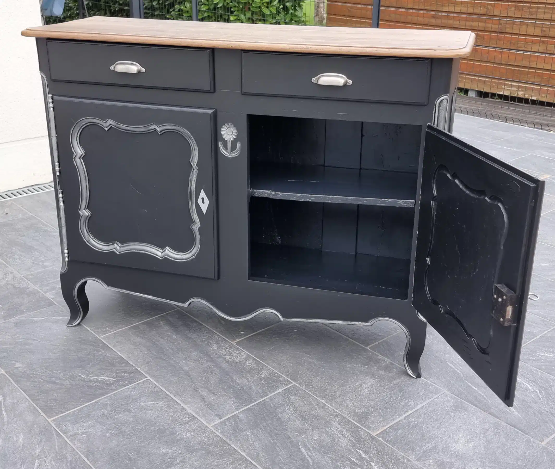 Buffet parisien en noyer et chêne “d’avant guerre” rénové – Image 3