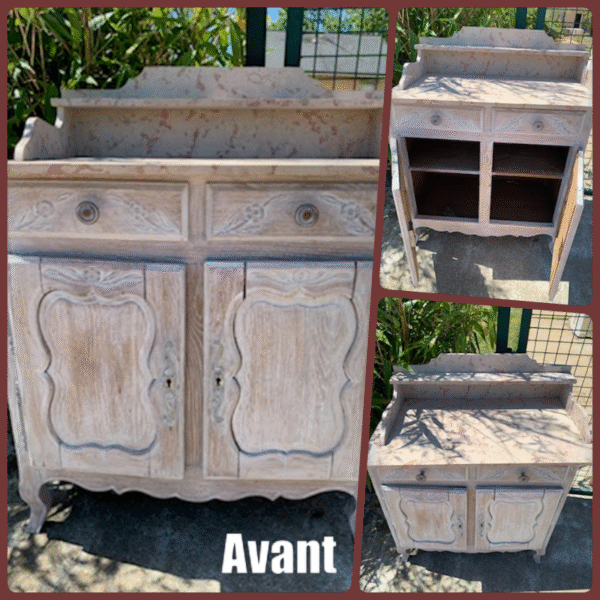 Bahut en chêne ancien meuble de toilette revisité – Image 2