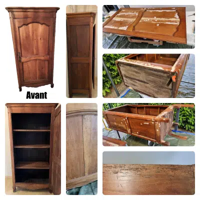 Bonnetière ancienne en cerisier style Louis XV “Carbone” – Image 2