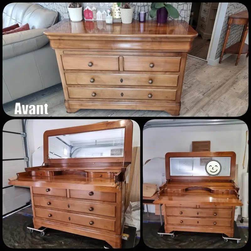 Commode – coiffeuse merisier Louis Philippe personnalisée – Image 2