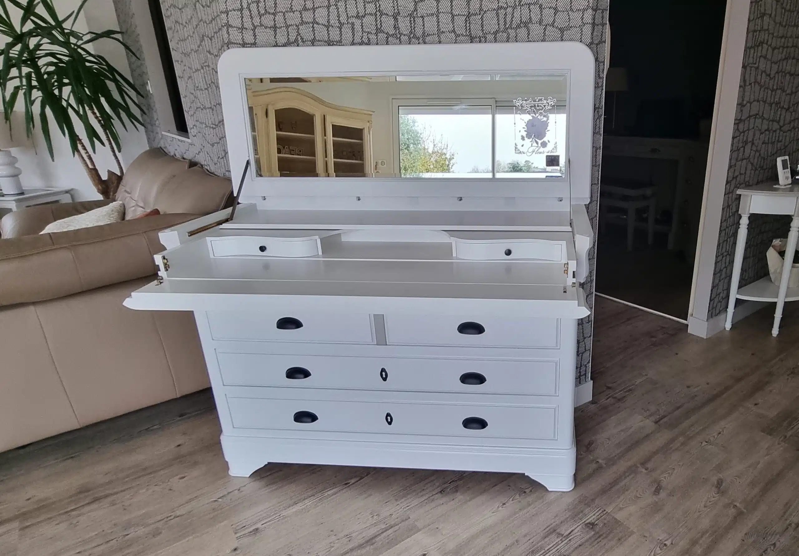 Commode – coiffeuse merisier Louis Philippe personnalisée – Image 3