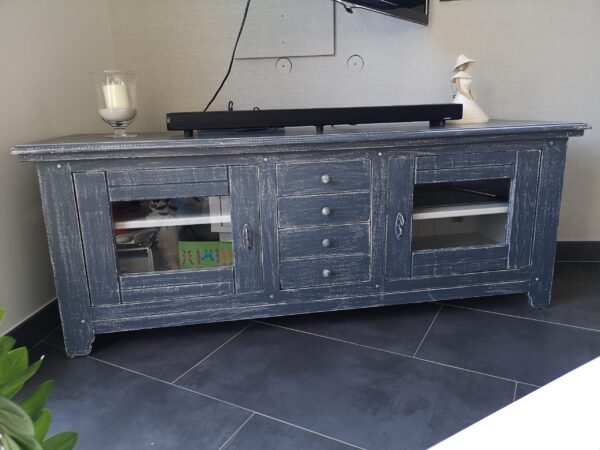 “Shabby anthracite” – Meuble TV style colonial