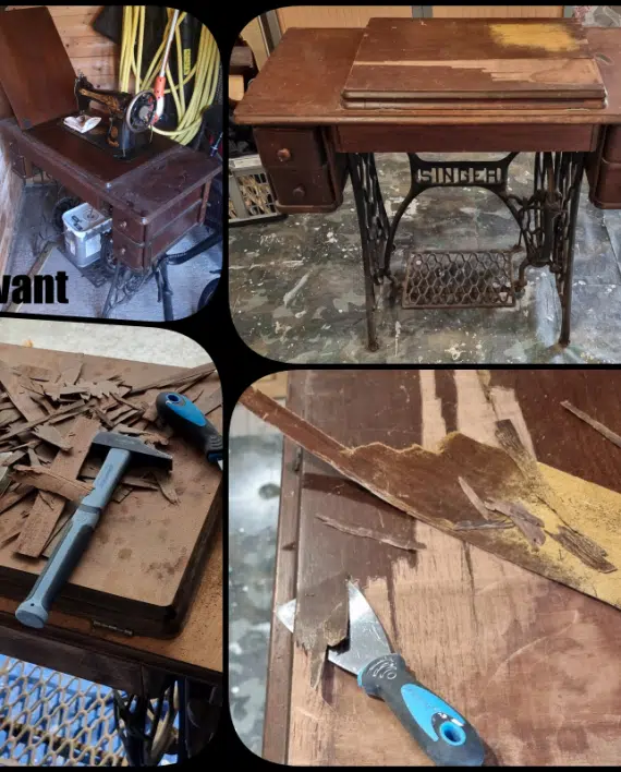 Ancien meuble pour machine à coudre Singer 1927 – Image 2