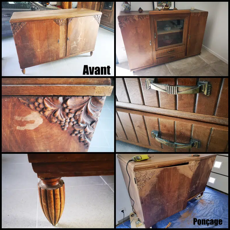 Bahut 2 corps en noyer art déco – années 1920 – Image 2