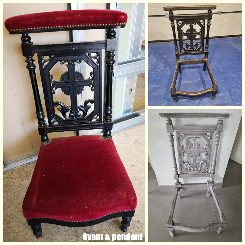 Chaise prie Dieu ancienne de style Napoléon III relookée – Image 2