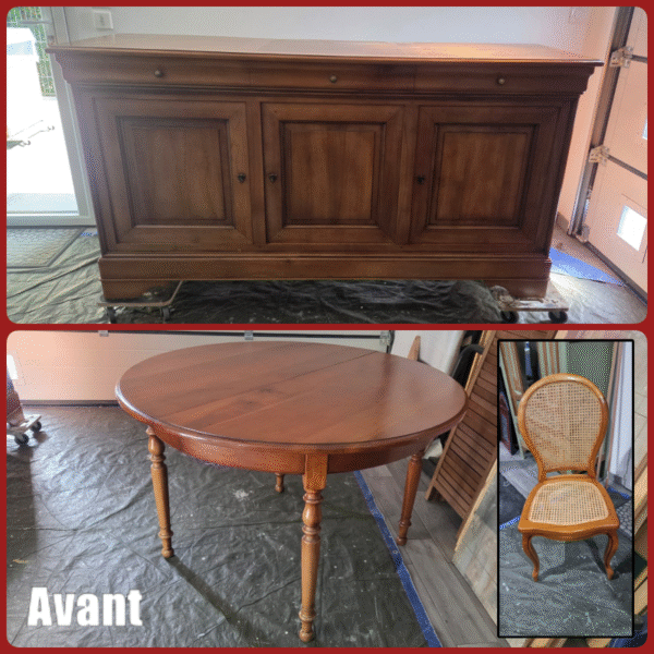Séjour en merisier Louis Philippe relooké "Abysses" – Image 2
