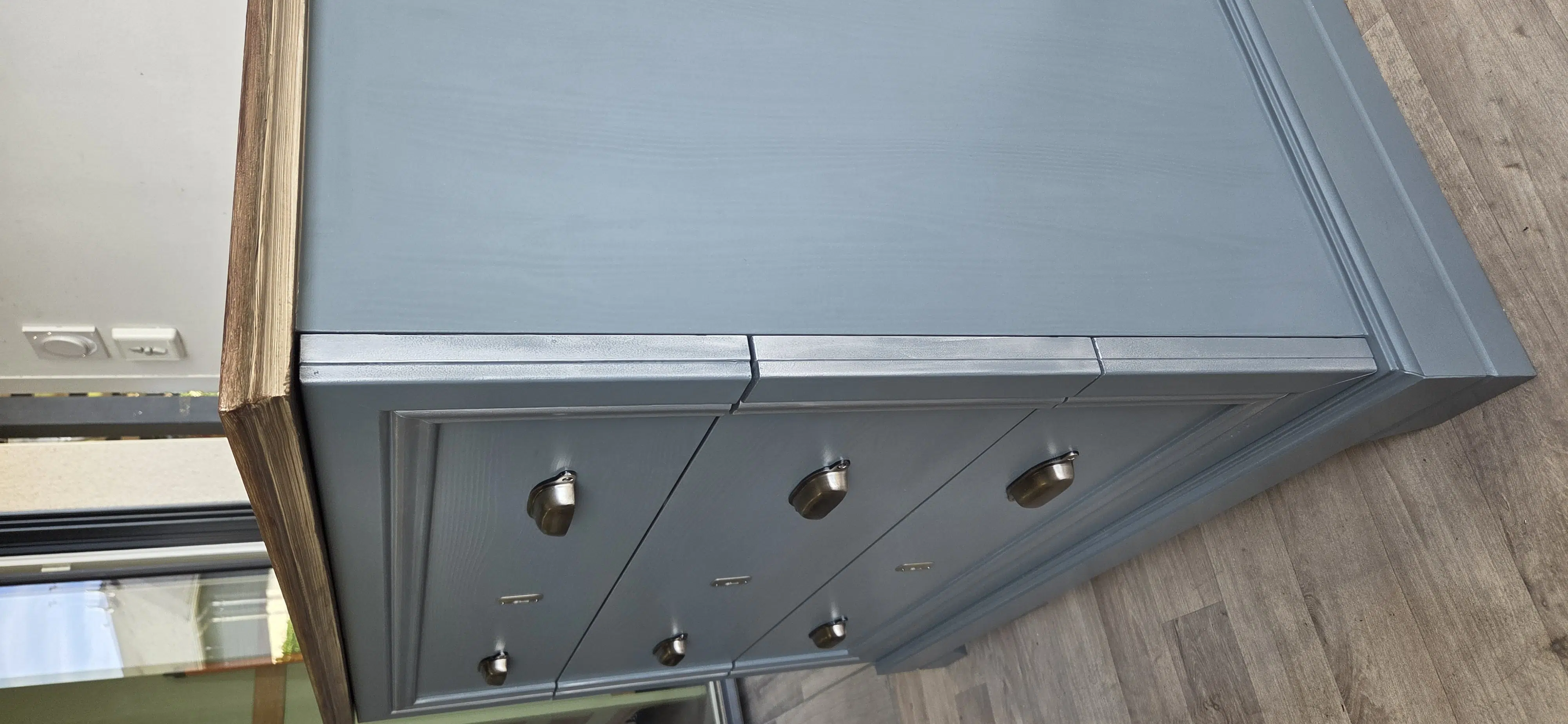 Commode style Louis Philippe en placage merisier "Bleu Acier" – Image 6