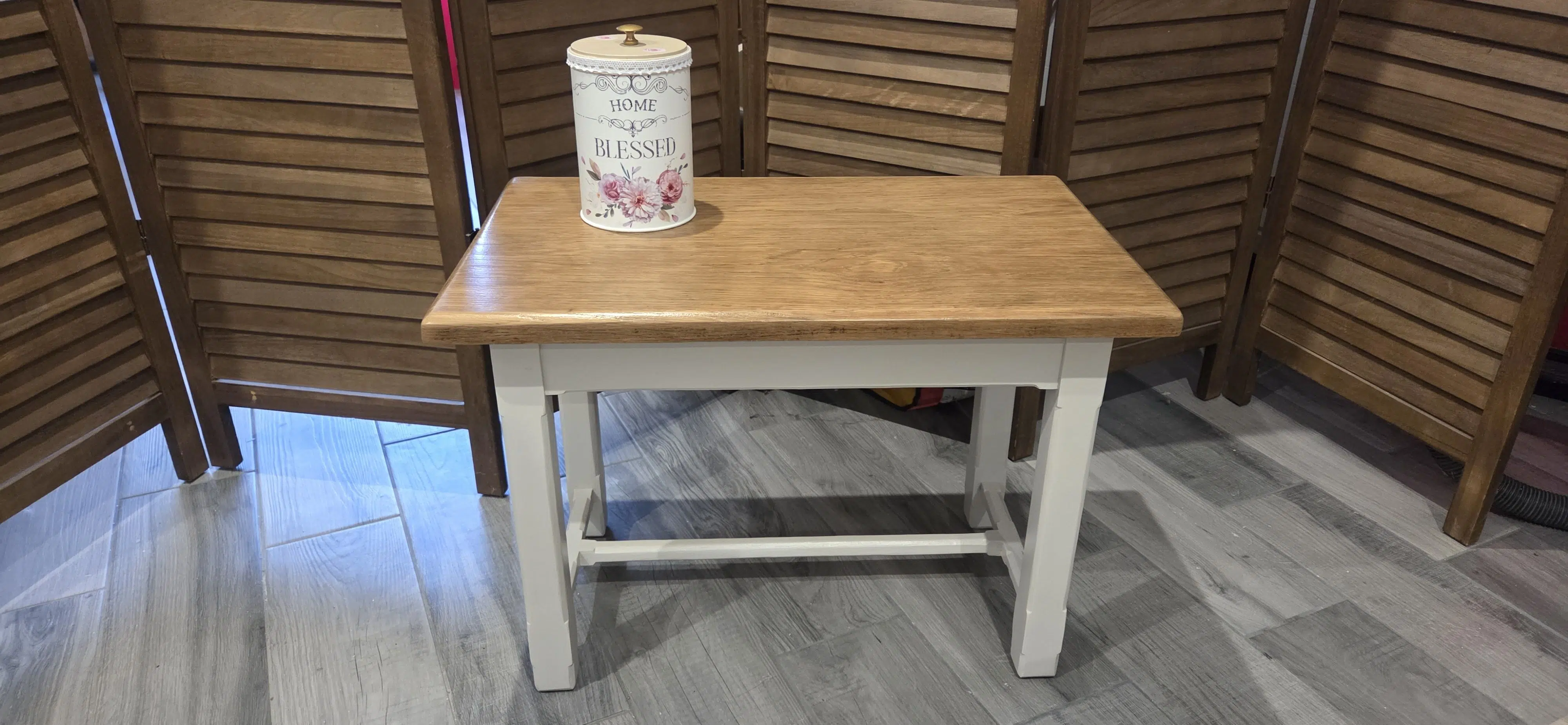 Table d'appoint - mini bureau en chêne relooké – Image 4