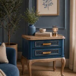 Chevet Louis XV : Elégance du bleu nuit