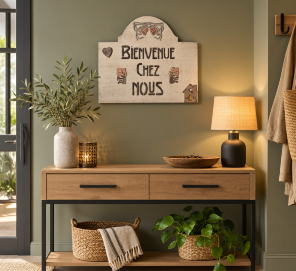 Plaque murale « Bienvenue chez nous »