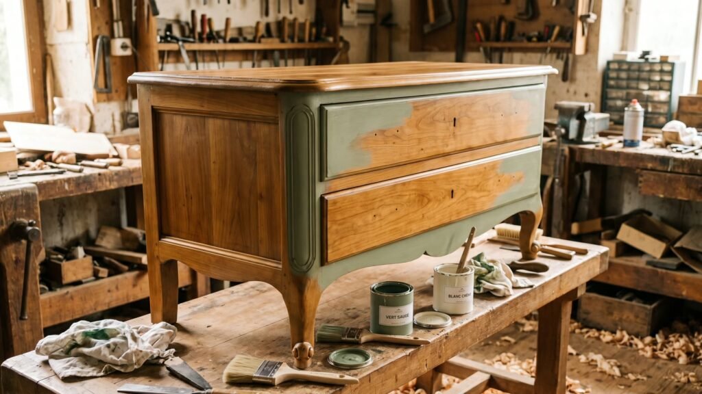 Commode en merisier relookée