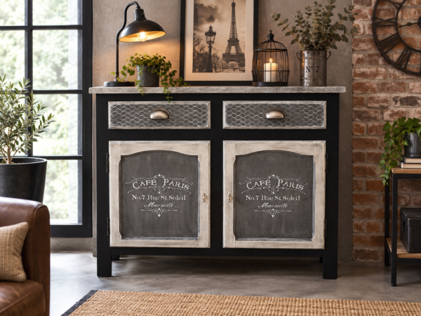 Buffet parisien en bois relooké style industriel