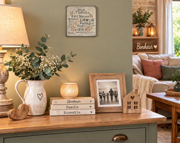 Plaque décorative murale en bois – Esprit famille