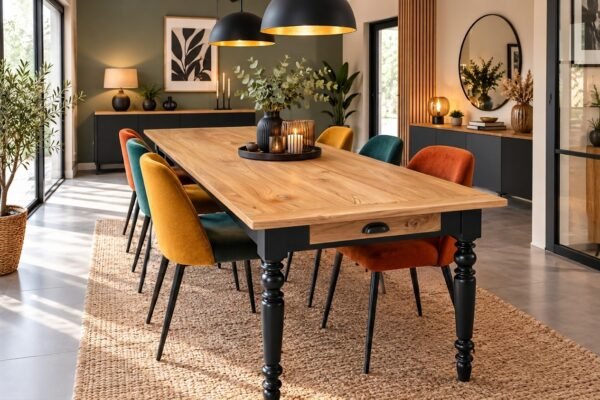 Table ancienne en merisier esprit contemporain